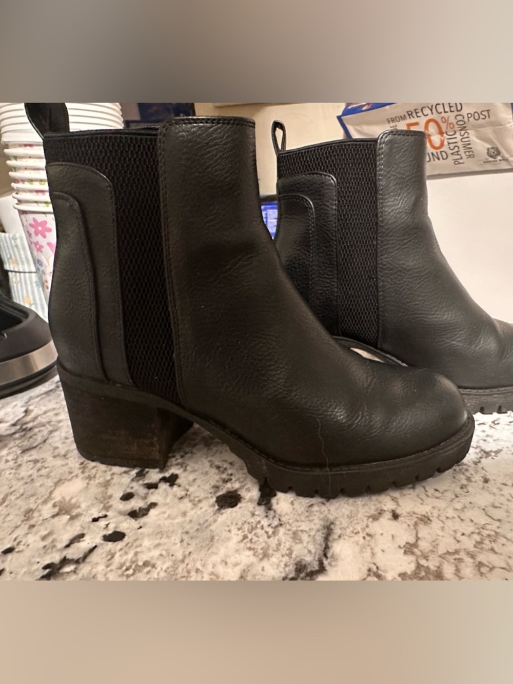 MIA Black Chelsea Lug Heel Ankle Boots